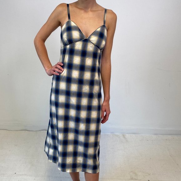 Vintage Dresses & Skirts - Vintage 90s Anthropologie S Plaid Slip Dress